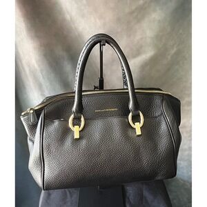 Diane‎ von Furstenberg Sutra Duffle Black Pebbled Leather Satchel Crossbody Bag
